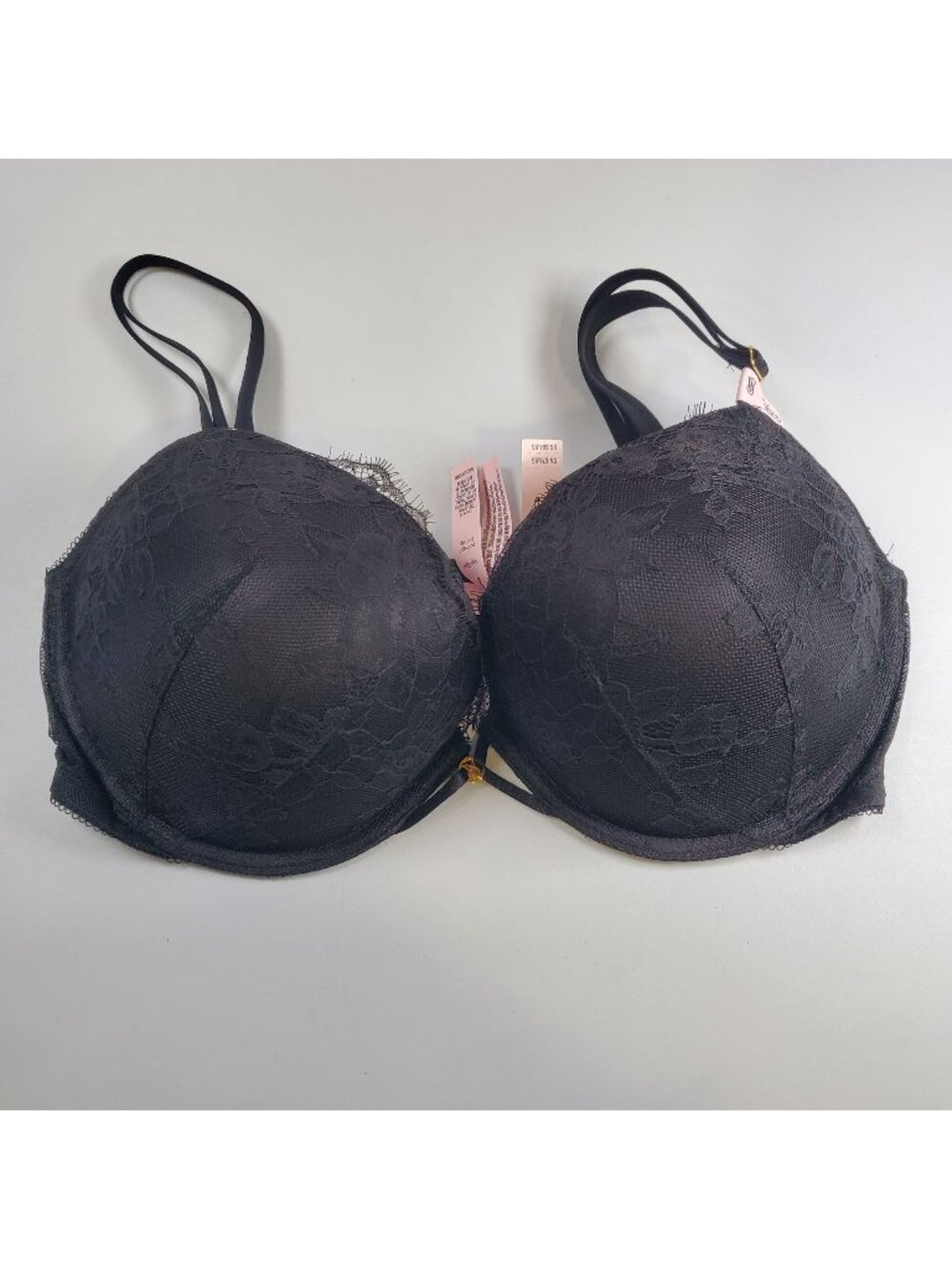 Victoria's Secret Very Sexy Rose Lace Push Up Bra Women Size 36DD NWT Black